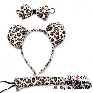 SET LEOPARDO BLANCO VINCHA MO?O Y COLA x 1